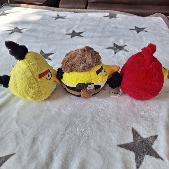 Angry Birds Lot Of‎ 3 Red, Yellow, Star Wars 4" Plush 2010 Plush Toy No Sound - Picture 2 of 10